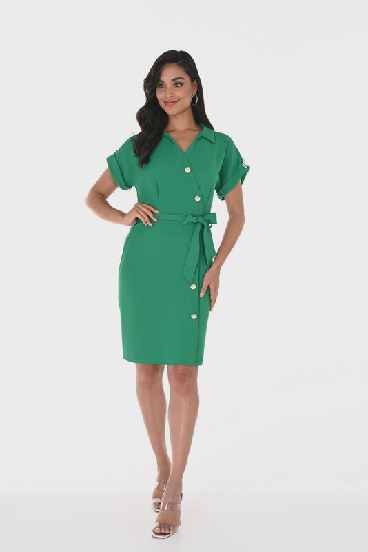 FL24031243 GREEN SHIRT DRESS
