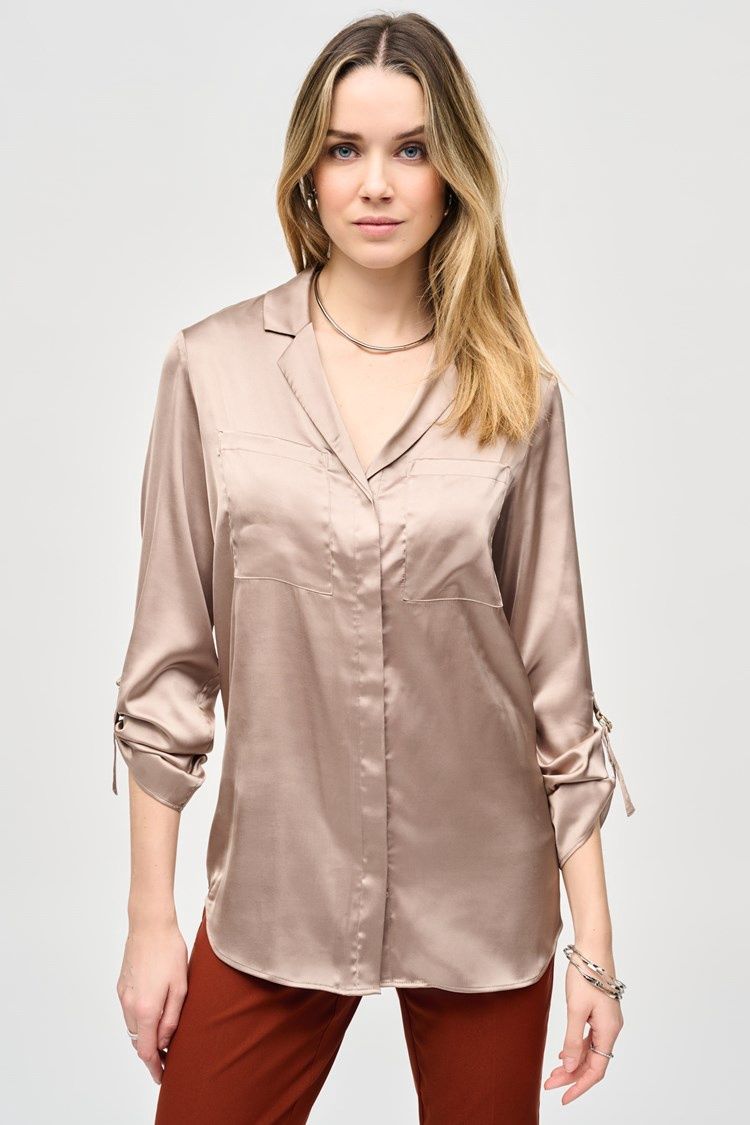 RJ240426754 SATIN BUTTON BLOUSE