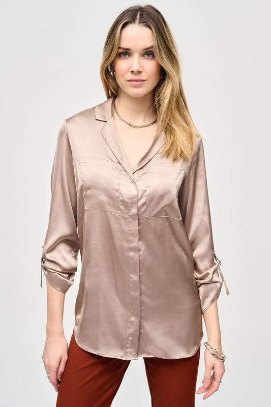 RJ240426754 SATIN BUTTON BLOUSE