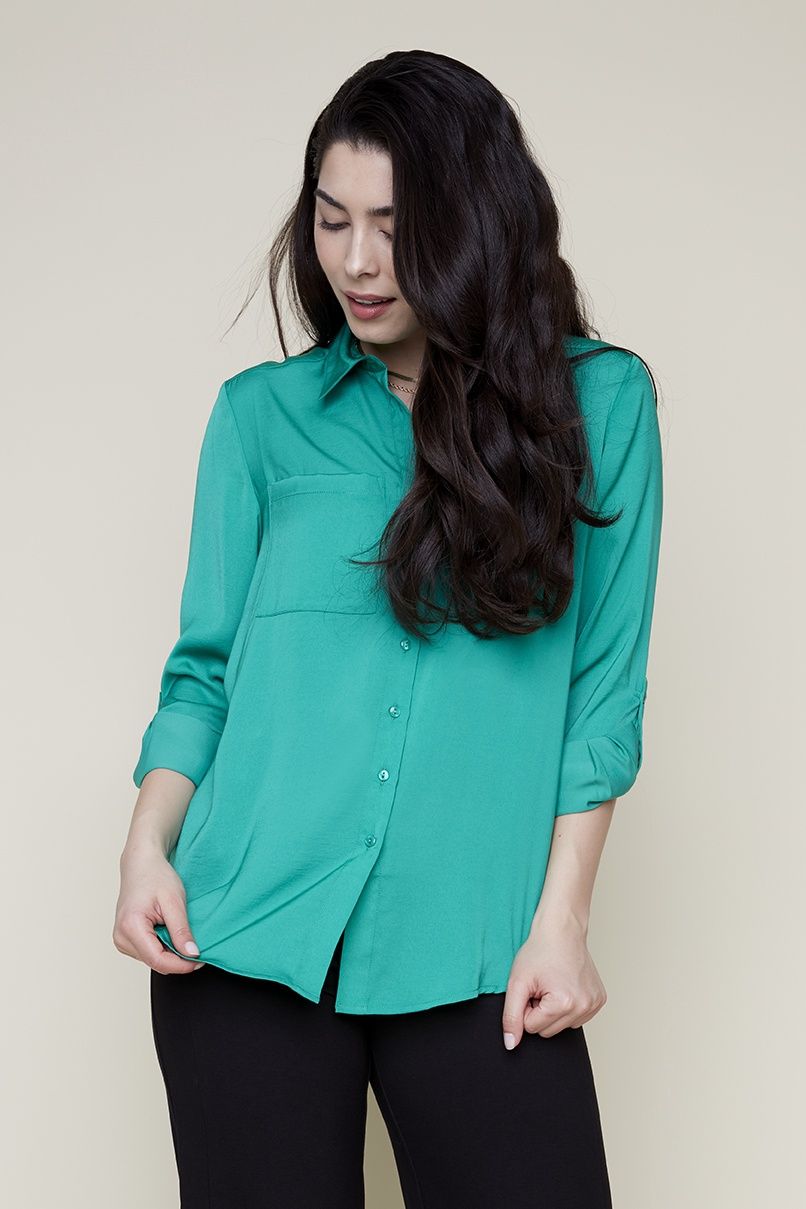 RN2407339 EMERALD BLOUSE, COLOR: EMERALD, Size: S