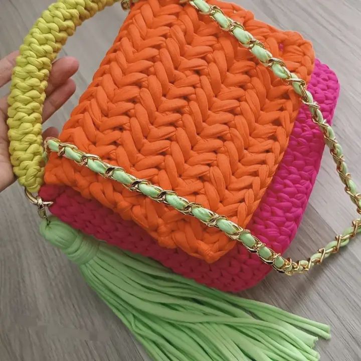 PP WOVEN HANDBAG TANGERINE
