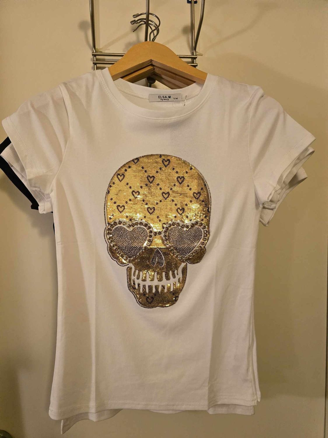 NB2409125012  GRAPHIC TEE, COLOR: WHITE SKULL, Size: S/M