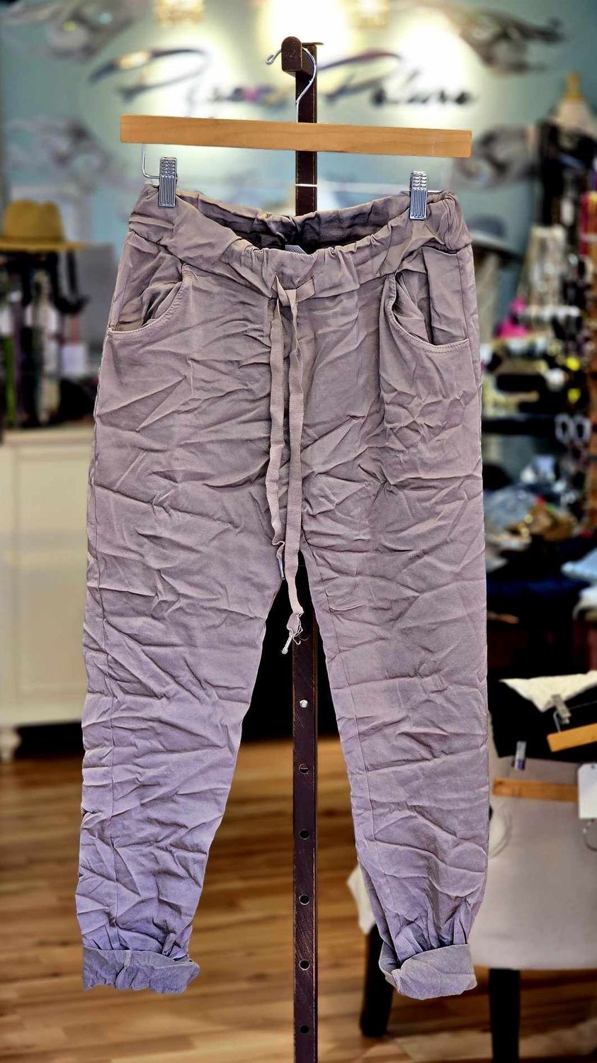 CU24102824   STRETCH SATIN CASUAL PANTS, COLOR: MOCCA