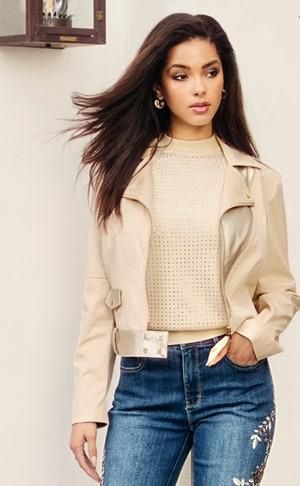 FL24101253502 MOTO CHAMPAGNE JACKET