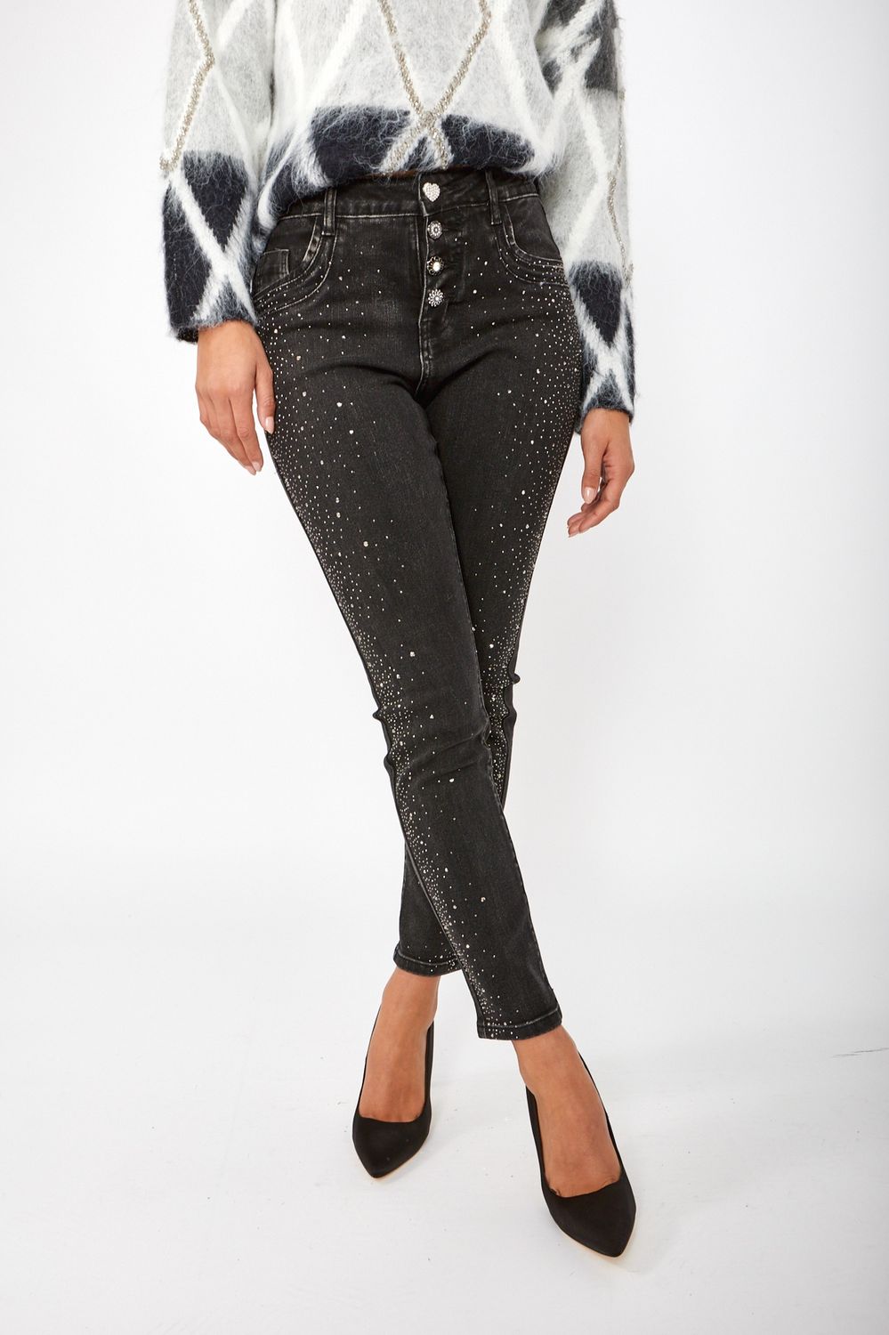 FL2410844503   CHARCOAL STUDDED DENIM