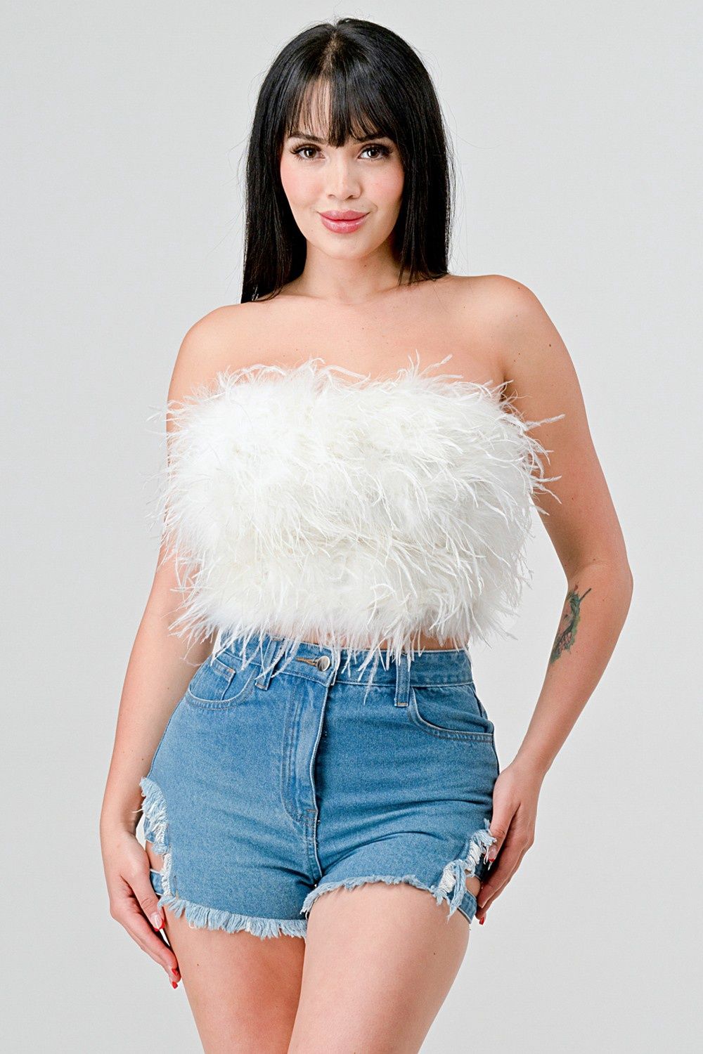 FG241125655  WHITE ECO FEATHER TOP