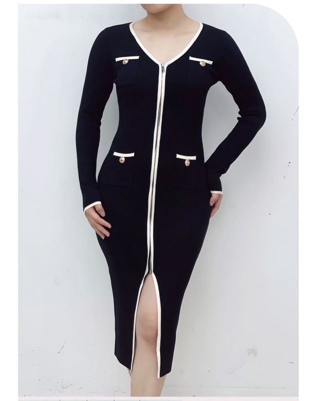 NB241216659 ZIP UP CONTRAST DRESS