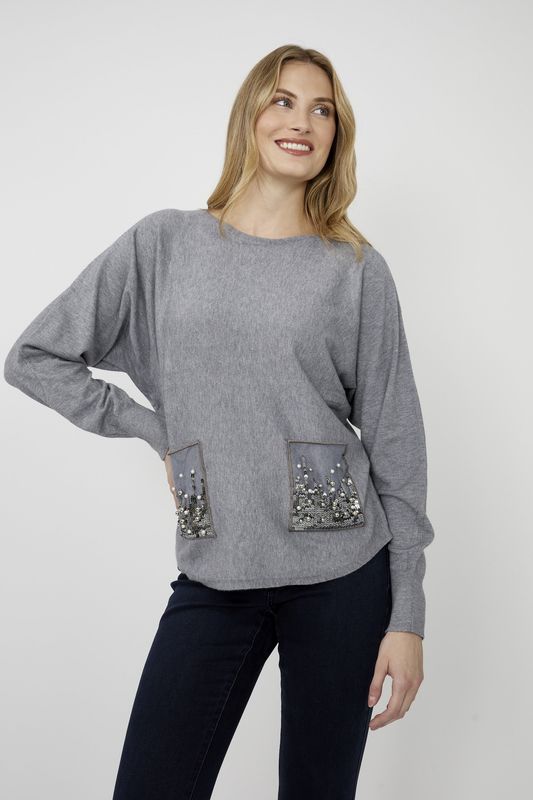 FL2501693  CRYSTAL POCKET SWEATER