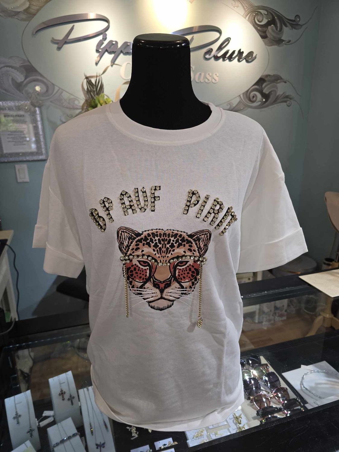 ED25017418  TIGER TEE WHITE   ONE SIZE