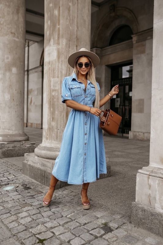 NB25011393  DENIM MIDI DRESS / ONE SIZE