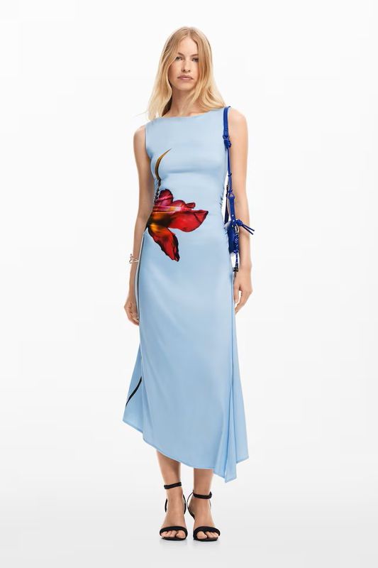 DS25031593 BLUE FLOWER DRESS