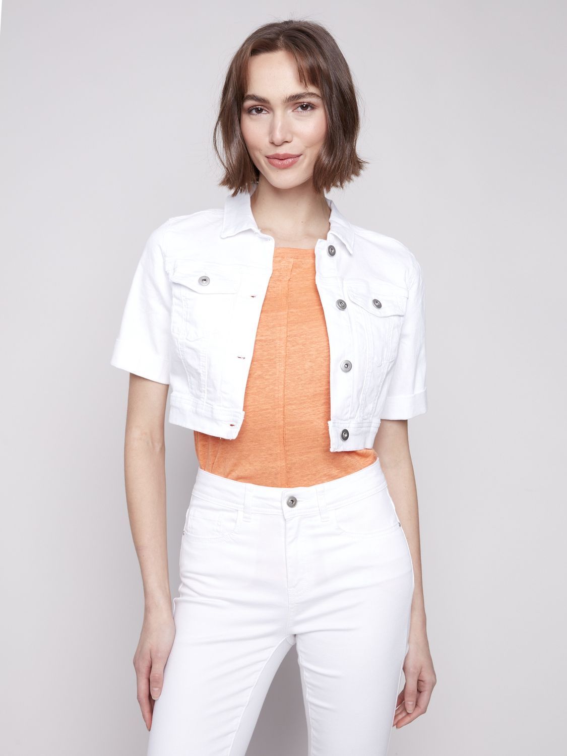 CH2503924  CROPPED WHITE DENIM JACKET