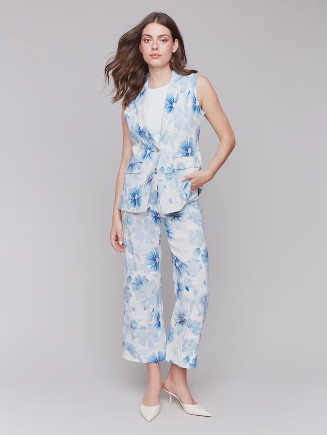 CH2504994  FLORAL LINEN VEST