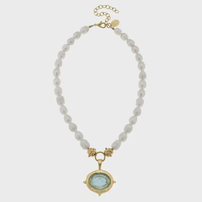 SH25051492 VENETIAN GLASS BEE PEARL NECKLACE