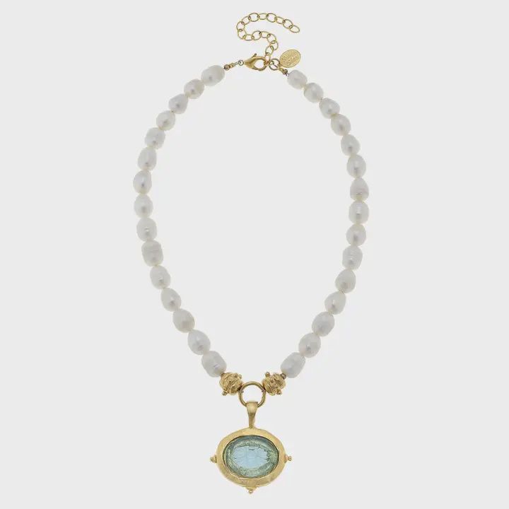 SH25051492 VENETIAN GLASS BEE PEARL NECKLACE