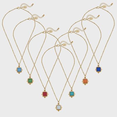 SH25057814 FRENCH GLASS PENDANT NECKLACE