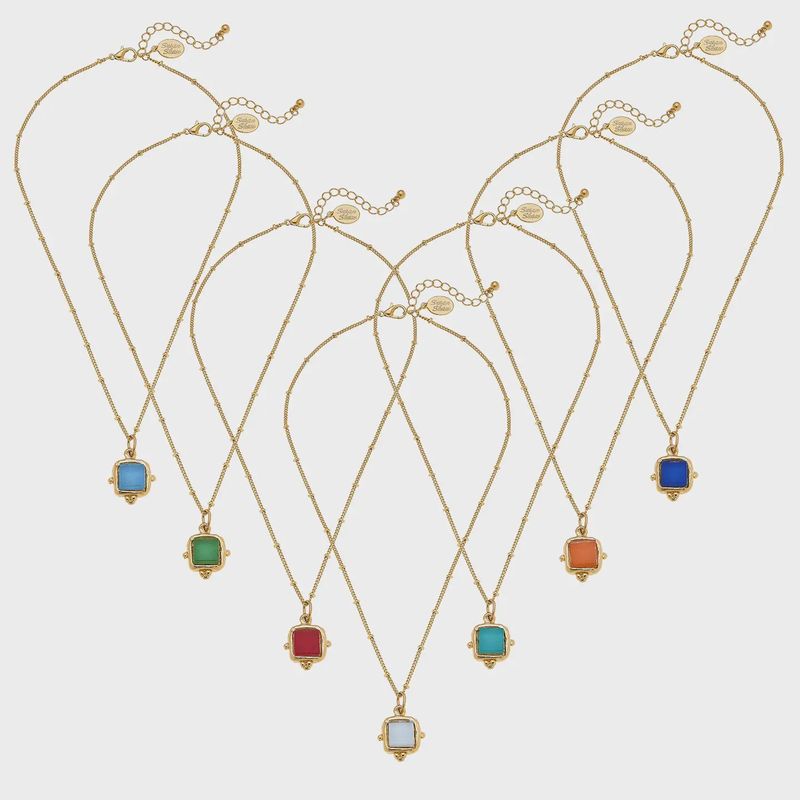 SH25057814 FRENCH GLASS PENDANT NECKLACE