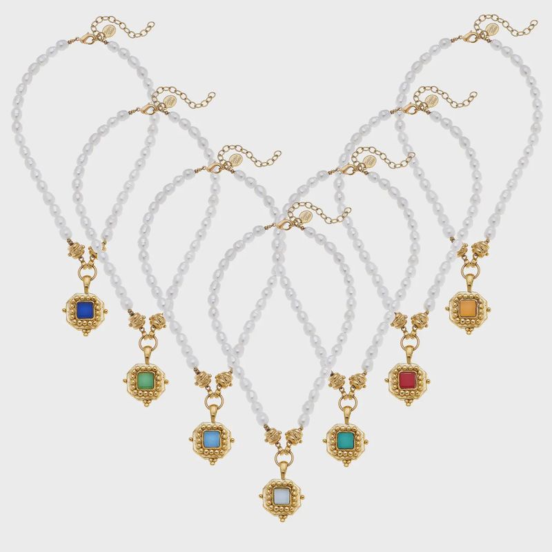 SH250512414 FRENCH GLASS PEARL NECKLACE