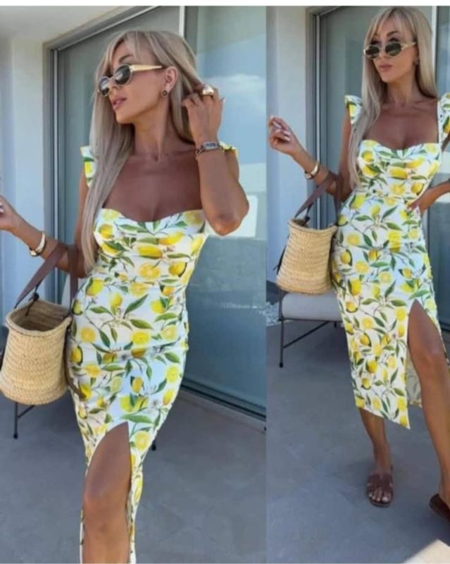 NB2506792 CAPRI LEMON DRESS  -  ONE SIZE