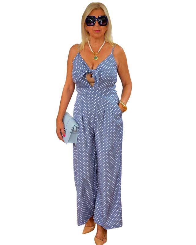 ED25063 BLUE POLKD DOT JUMPSUIT