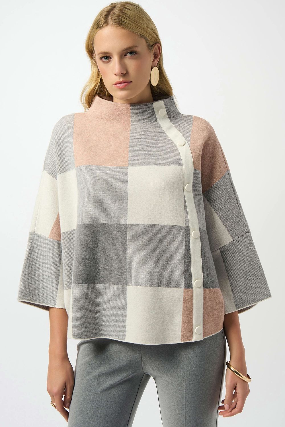 RJ25072053 PLAID KNIT TOP
