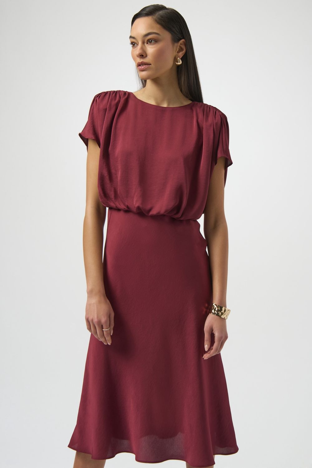 RJ25072853 BURGUNDY TIMELESS DRESS