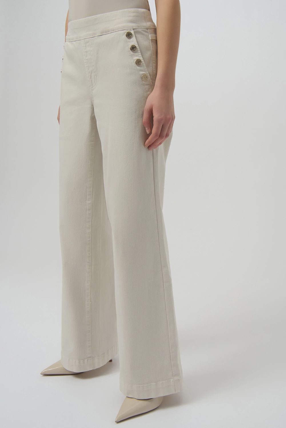 RJ2508  CREAM DENIM WIDE LEG PANTS