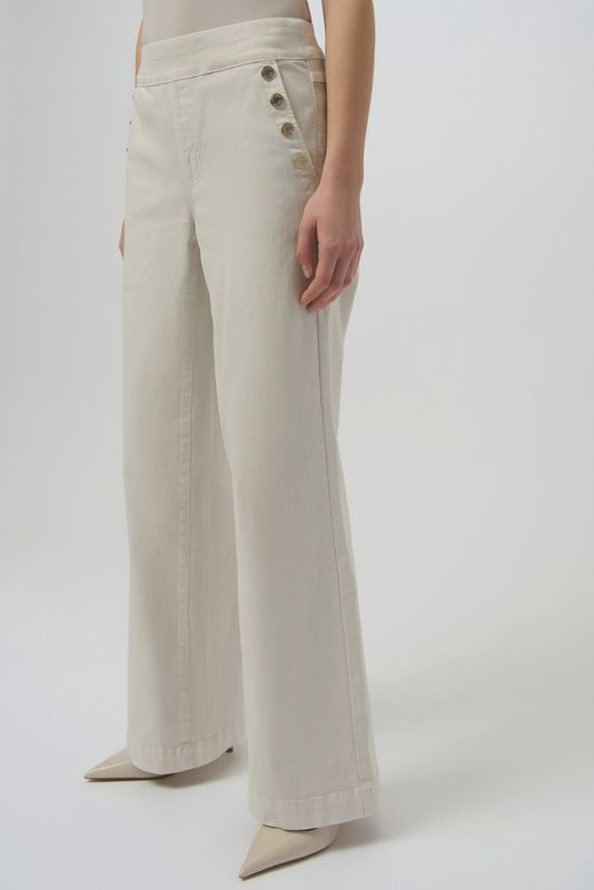 RJ2508  CREAM DENIM WIDE LEG PANTS