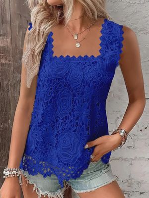 FA2508 Luxe Lace Tank – ROYAL BLUE