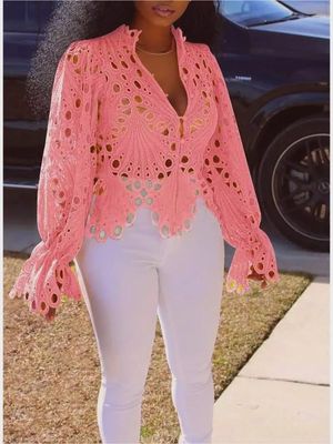 FA2508  PINK CORAL LACE BLOUSE