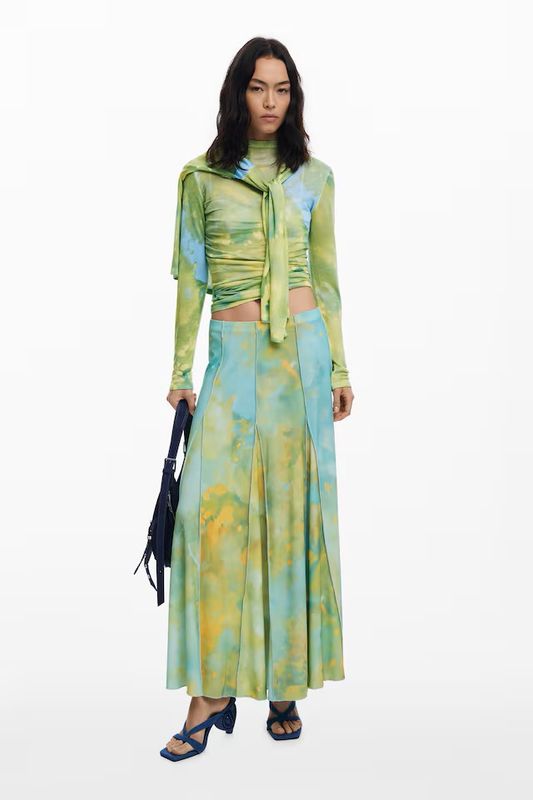 DS25091393 WATERCOLOR MAXI SKIRT