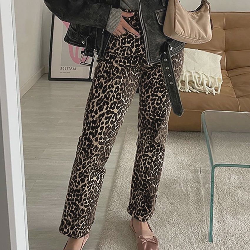 EU2509 LEOPARD DENIM PANTS