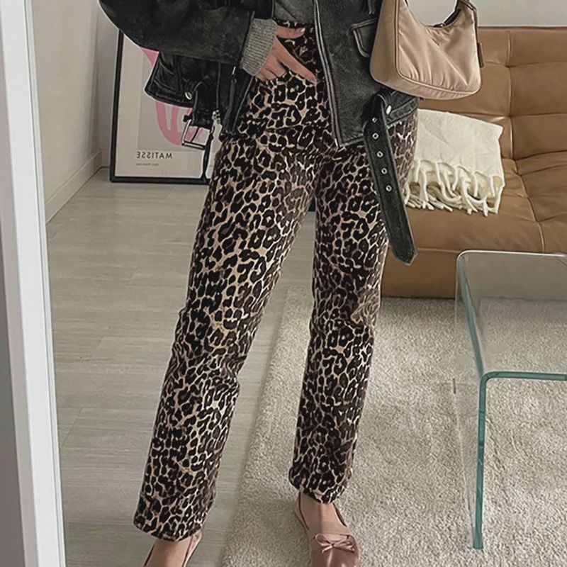EU2509 LEOPARD DENIM PANTS