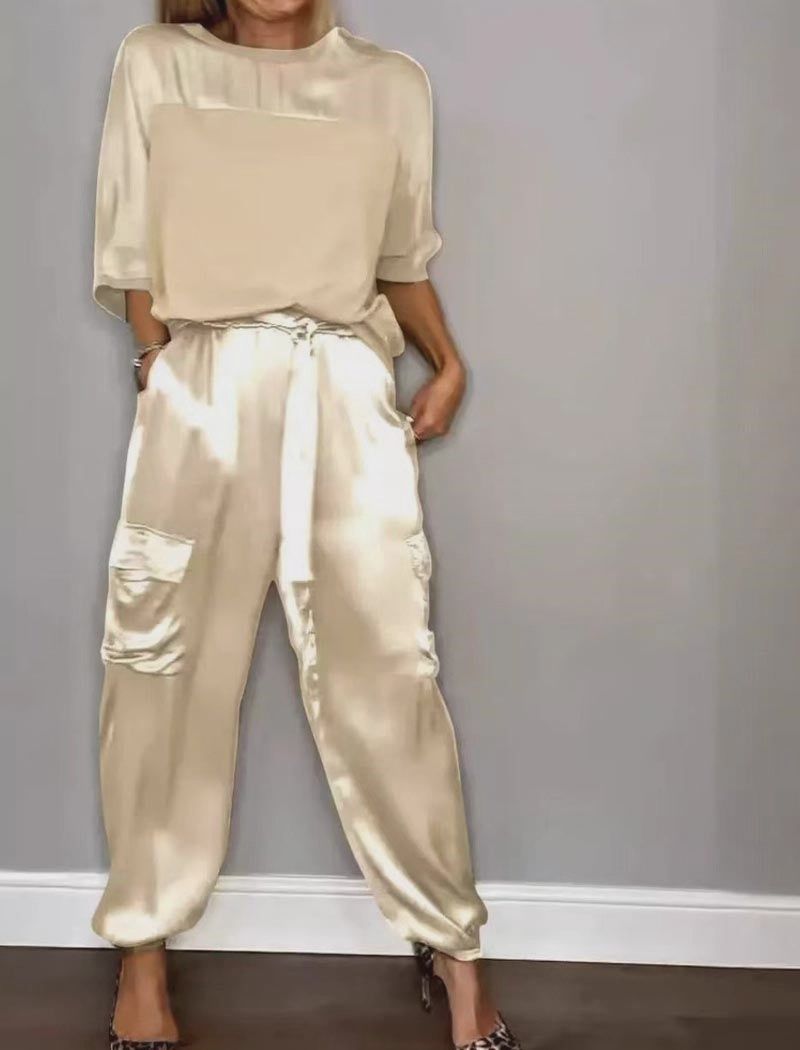 FA2509 SATIN CARGO LUXE SET GOLD