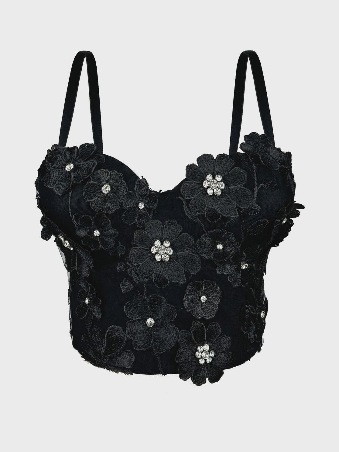 FA2509 3D CROP TOP, COLOR: BLACK, Size: S