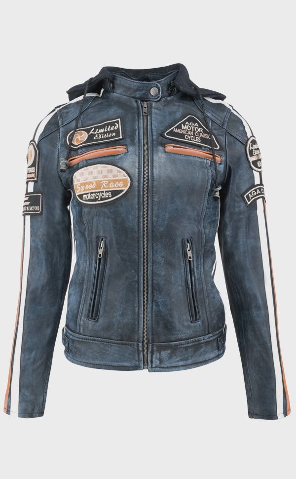 FA2511 LADIES BIKER JACKET - BLUE