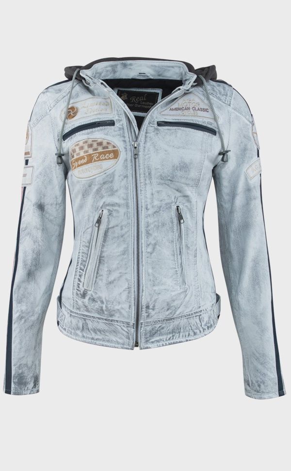FA2511 LADIES BIKER JACKET - WHITE