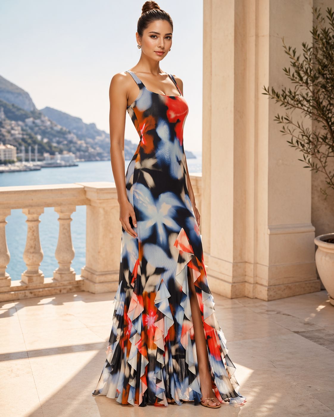 FA2508 RUFFLE MAXI DRESS