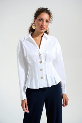 RJ2601 SATIN PEPLUM BLOUSE WHITE