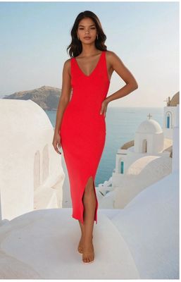 ED2601 RED KNITTED DRESS