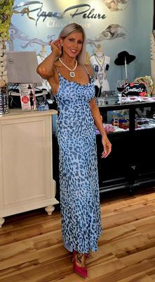 ED2602 BLUE LEOPARD DRESS