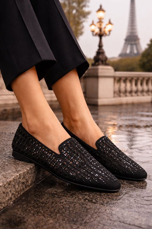EX2603 BLACK CRYSTAL LOAFER