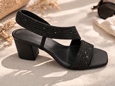 EX2603 BLACK CRYSTAL SANDAL