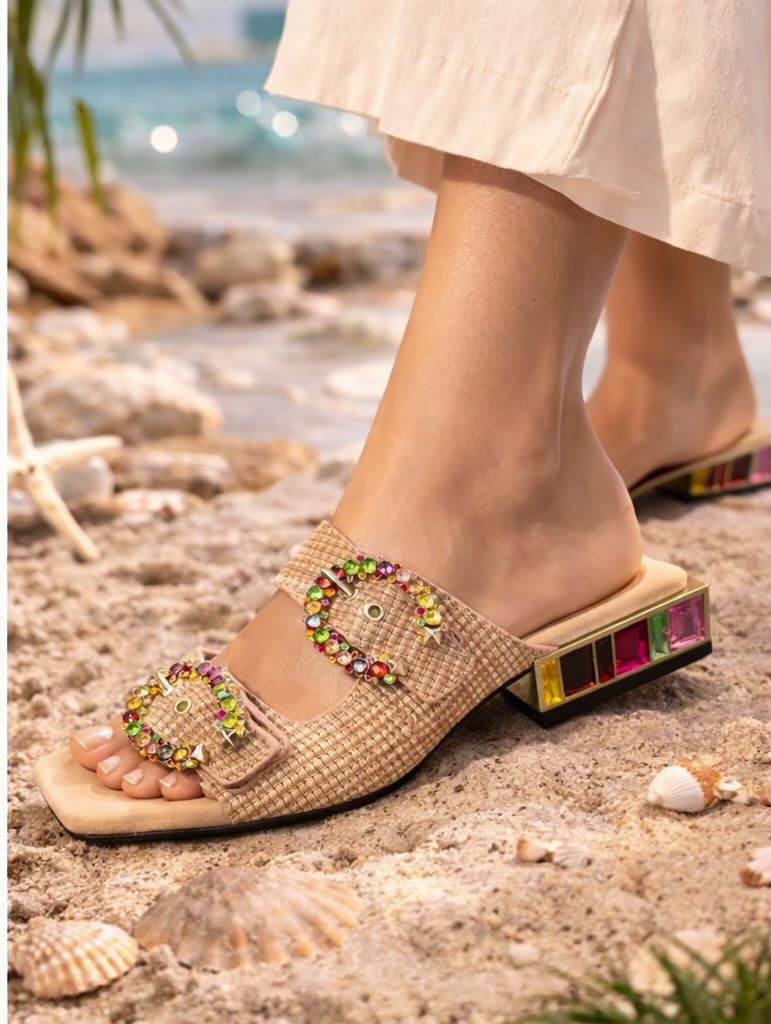 EX2603 MULTI CRYSTAL SANDALS