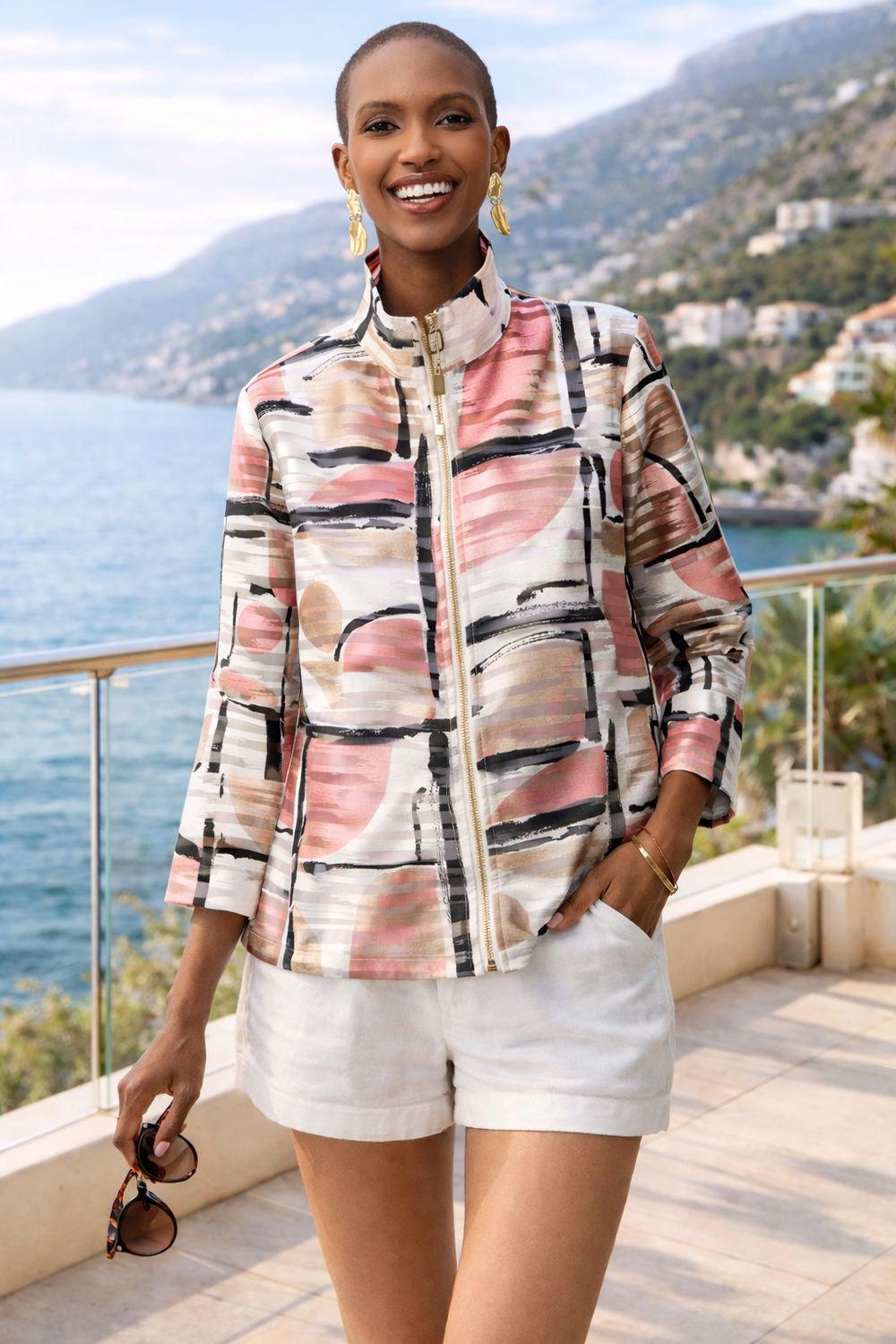 RJ2604  ABSTRACT ZIP JACKET