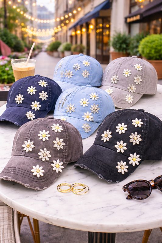 FA2604 DAISY CRYSTAL BASABALL HAT