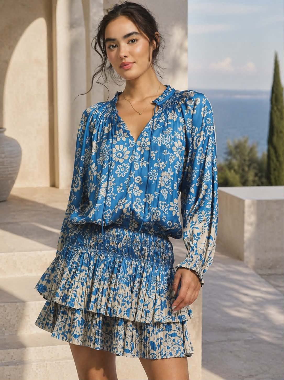 FA2604 TIERED SILKY DRESS