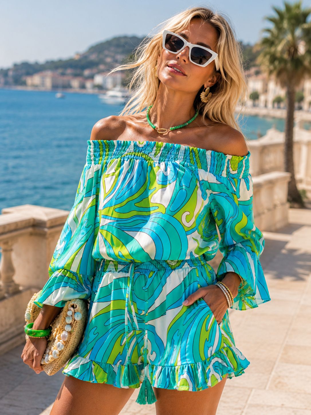 LML2606  AZURA PALMS ROMPER