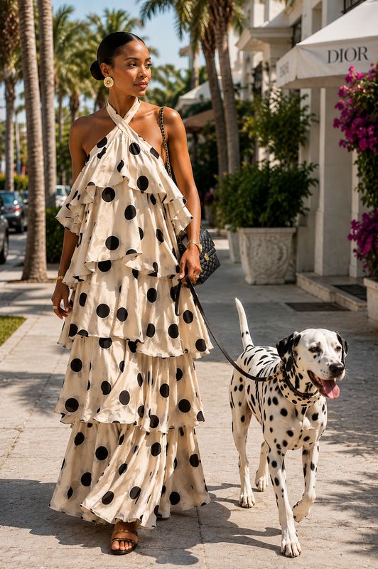 MC2608 RIVIERA POLKA DOT RUFFLE MAXI