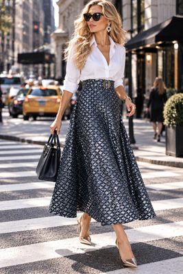 NAVY SEQUIN MAXI SKIRT  -  PS2609